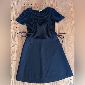 RED Valentino Black Crochet Knit Dress XS/S Adjustable Side Tie $895 Retail